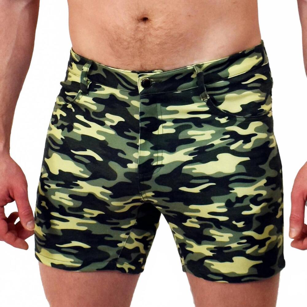 NEW TULUM men's printed playa stretch short in green camo